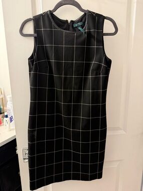 Lauren Ralph Lauren Black and White Windowpane Midi Dress